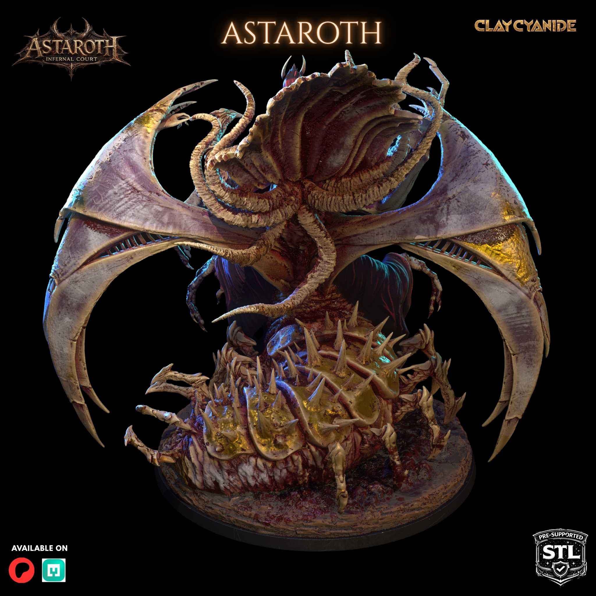 Astaroth demon duke STL miniature rear view — Clay Cyanide